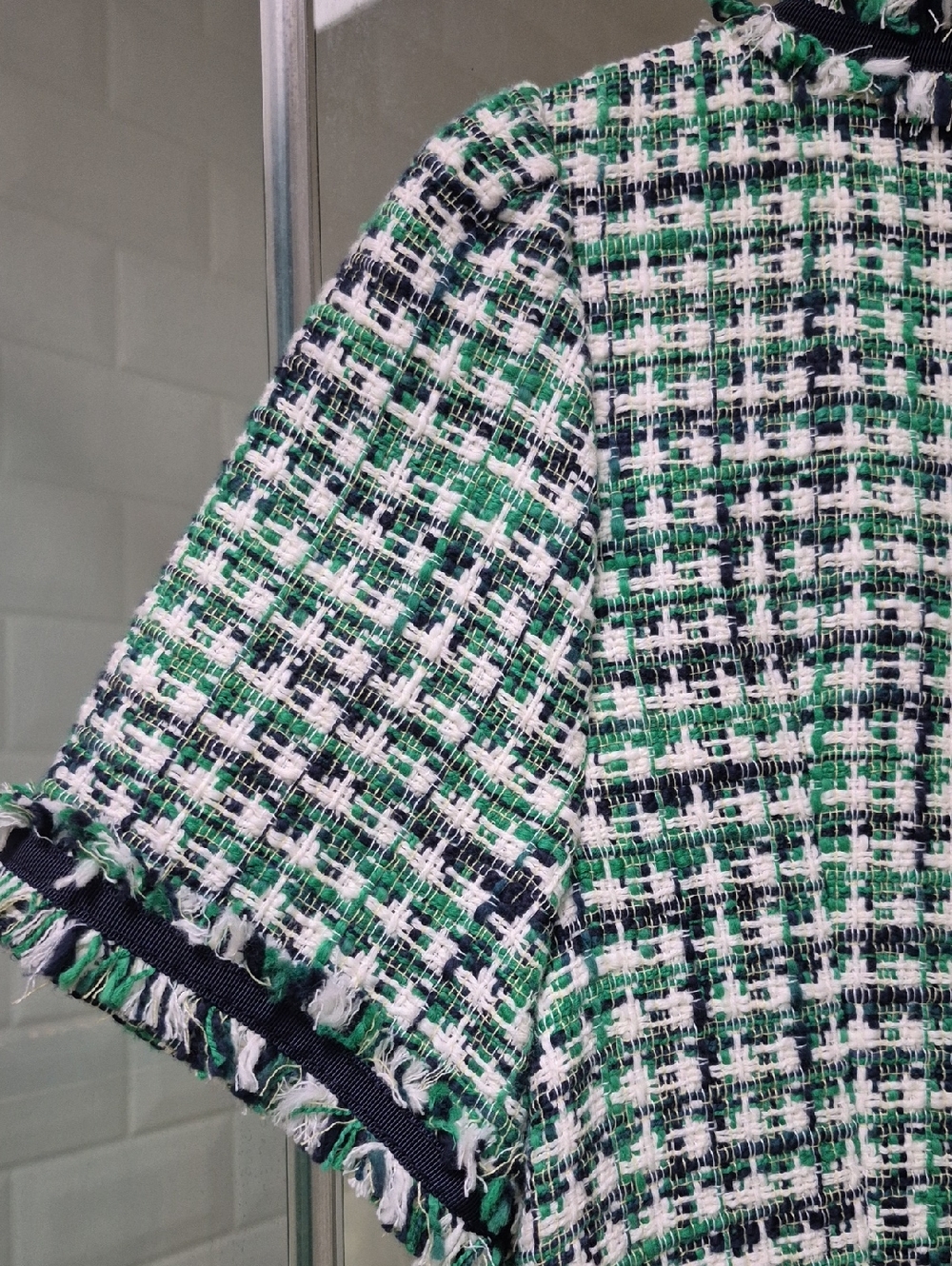 NWOT Kate Spade Green,Black, White Short Sleeve Tweed Dress Sz.6 - Picture 7 of 8